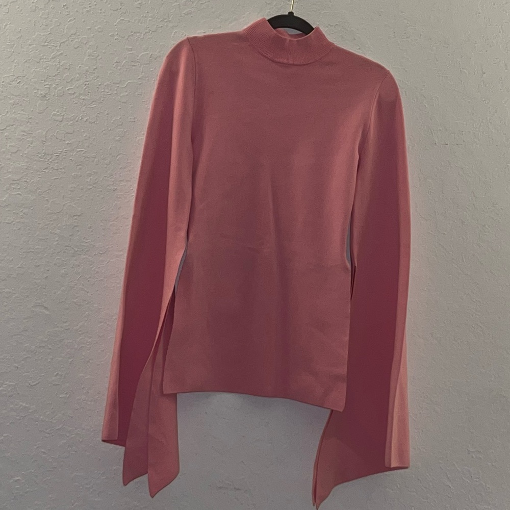 Solace London Pink Top Adelia Cut Out Wide sleeves Cut Out Back Size US 2 Women